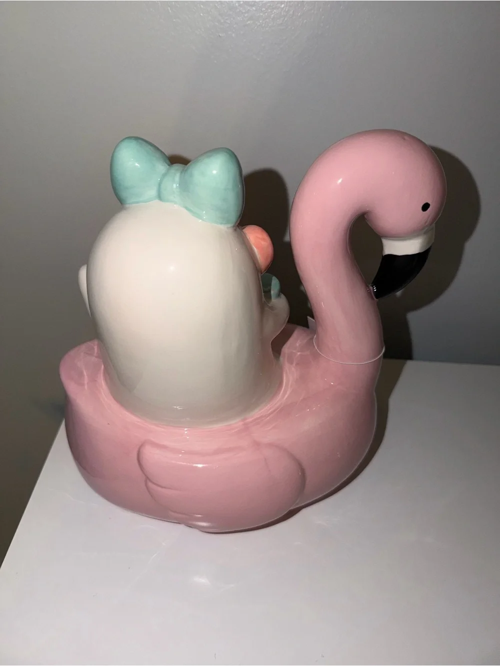 New Halloween/SUMMERWEEN Ghost in Flamingo Pool Float sipping drink